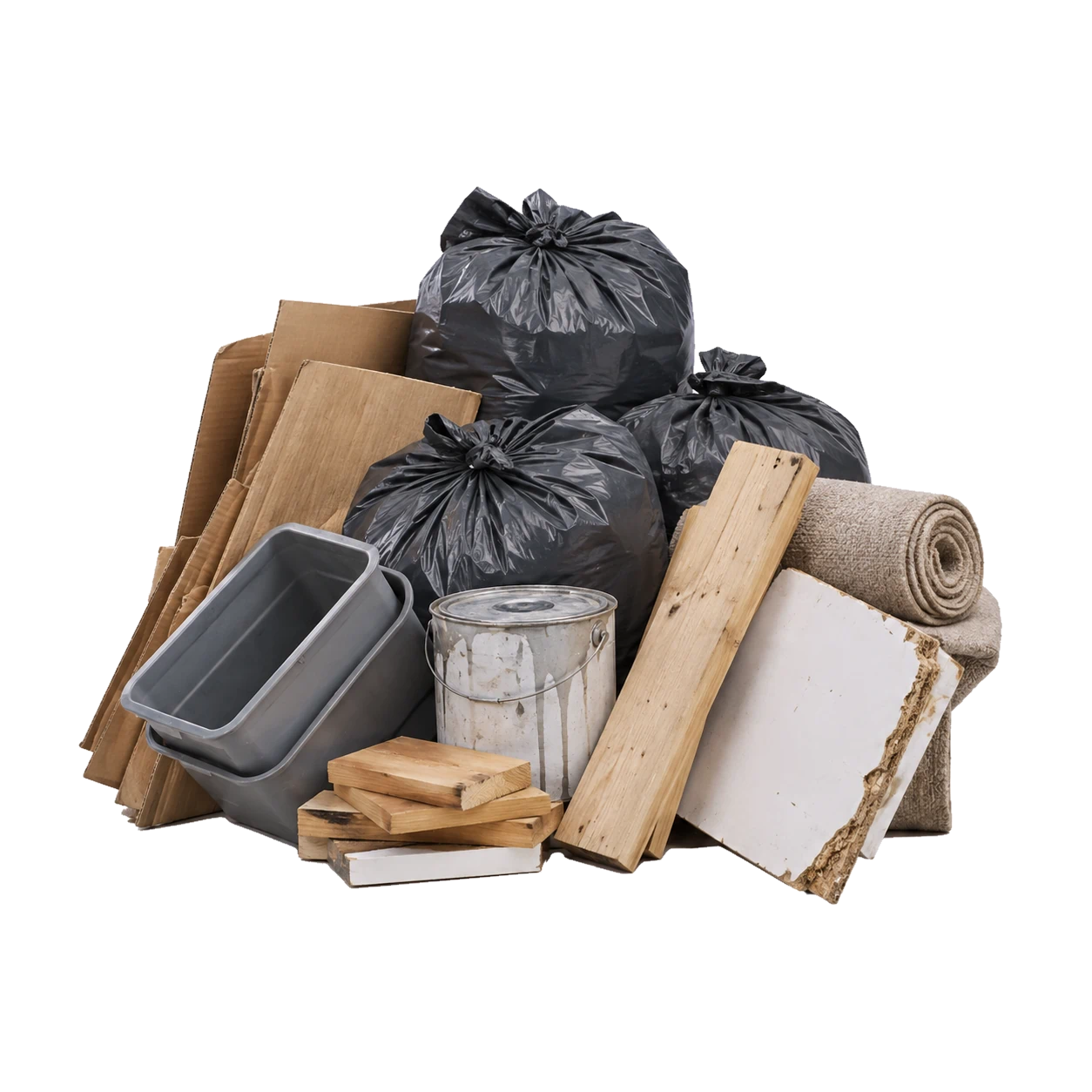Pile of household rubbish ready for clearance