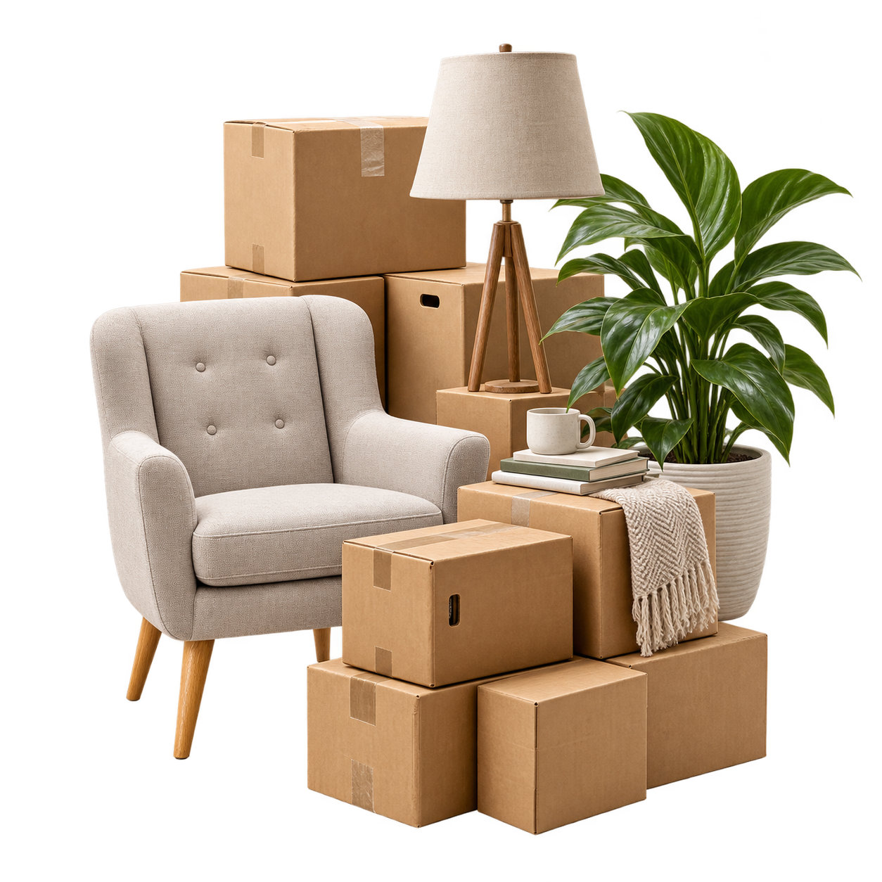 Packed household contents ready for a property clearance